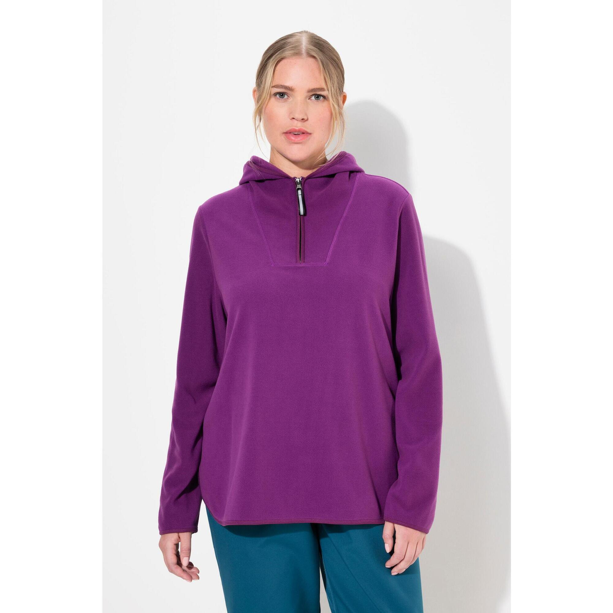 Ulla Popken - Femme Pull Camionneur En Polaire Coupe Courte Et Oversize Matière Recyclée - Sweat-shirt - Violet - Decathlon