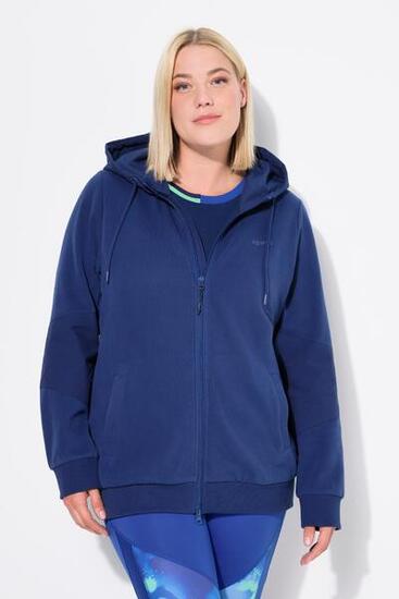 Damen Hoodiejacke Webeinsätze Kapuze 2-Wege-Zipper