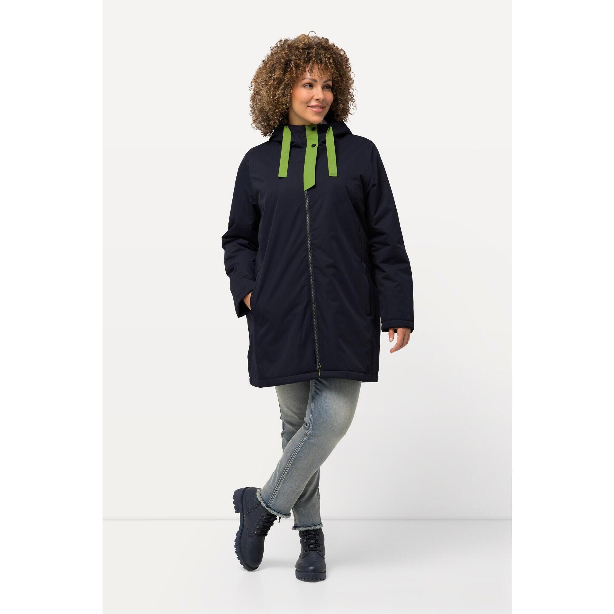 Ulla Popken - Femme Veste Outdoor Hyprar Tissu Imperméable Fermeture À Glissière À Double Sens - Veste - Bleu - Decathlon