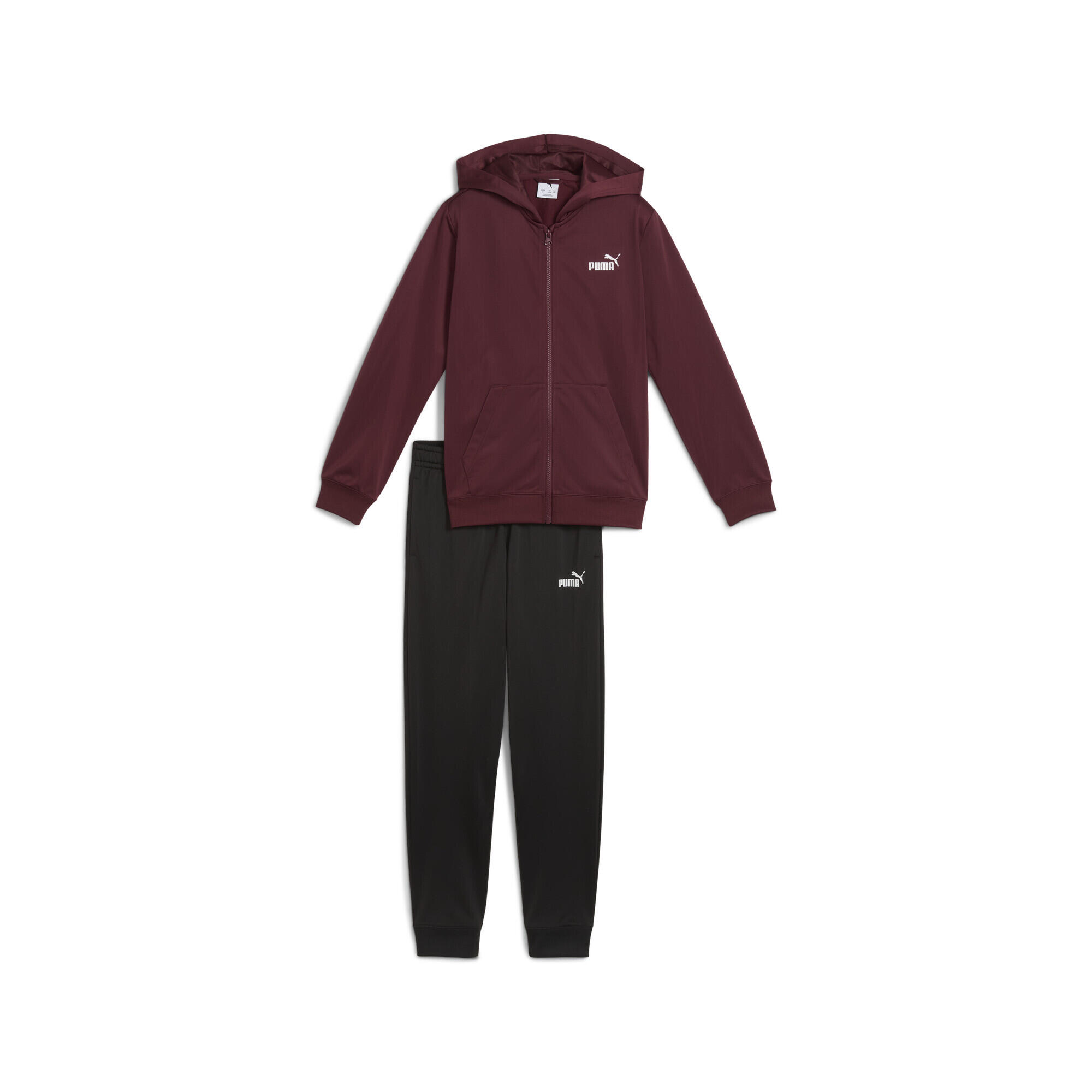 Młodzieżowy dres z bluzą z kapturem i zamkiem z poliestru PUMA Ruby Shimmer Red