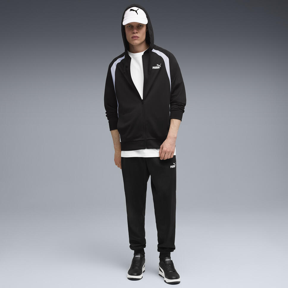 Męski dres z poliestru z kapturem PUMA Black