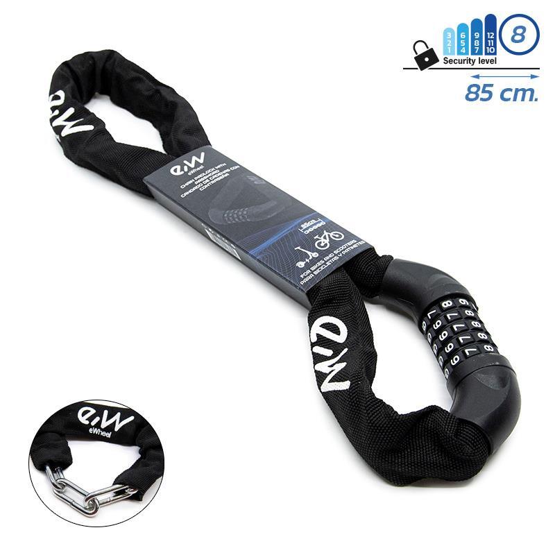 EWHEEL Candado de Cadena Combinación Ewheel Negro para Patinetes y Bicicletas