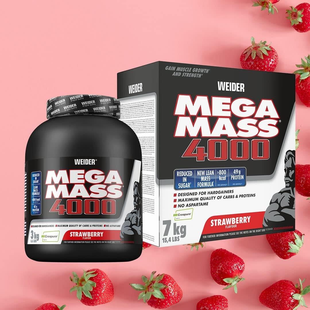 Weider Mega Mass 4000 (7000g) Strawberry - Prise de poids - Avec Créatine 2/7