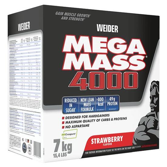 Weider Mega Mass 4000 (7000g) Strawberry - Prise de poids - Avec Créatine