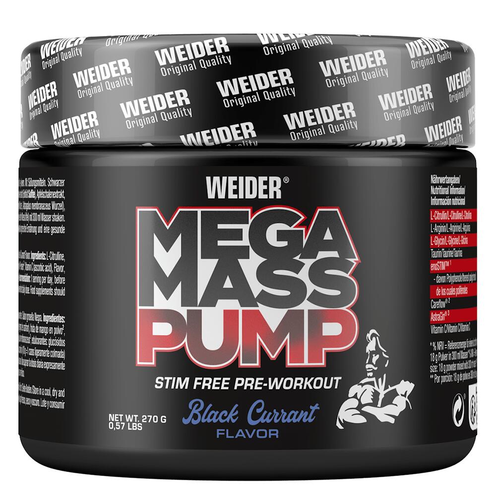 Weider - Weider Mega Mass Pump (270g) Black Currant - Pré-entraînement - No Booster - Pre-workout - Decathlon