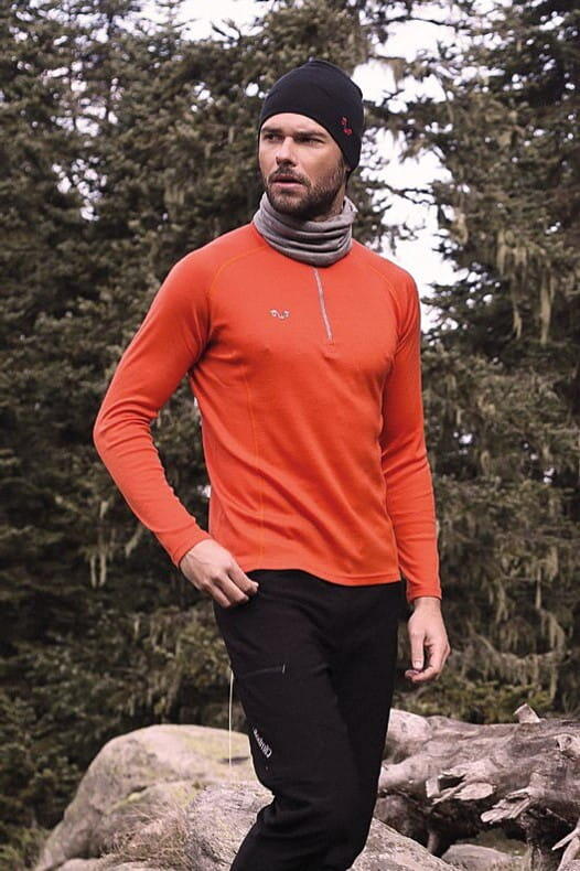 Astro -męska koszulka 100% wełna merino z zamkiem YKK (195 g/m²)XXL,Pomarańczowy 3/5