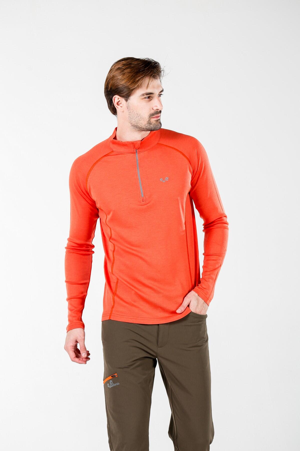 Astro -męska koszulka 100% wełna merino z zamkiem YKK (195 g/m²)XXL,Pomarańczowy 5/5
