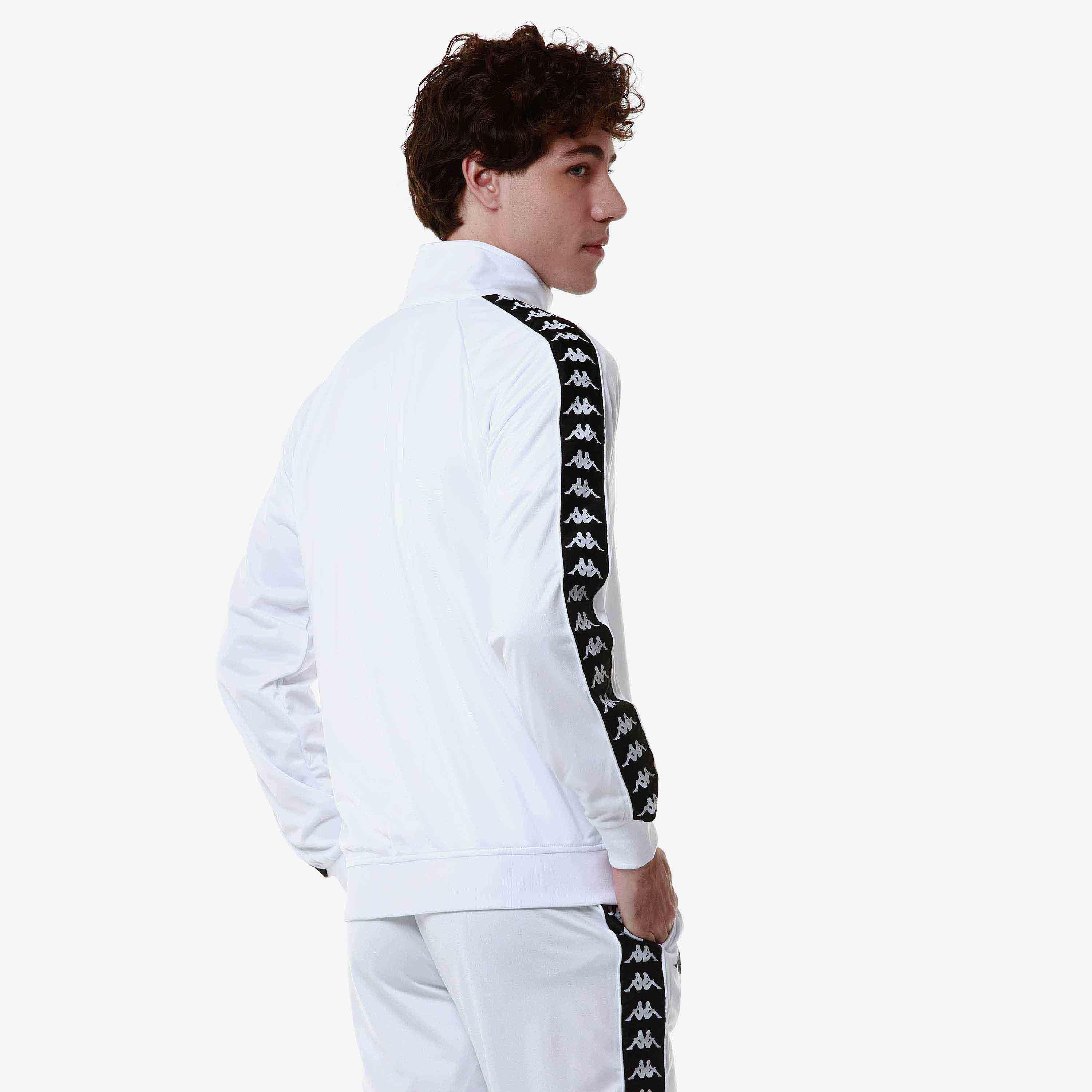 Felpa con zip da uomo in poliestere bianco da streetwear sportivo 7/7