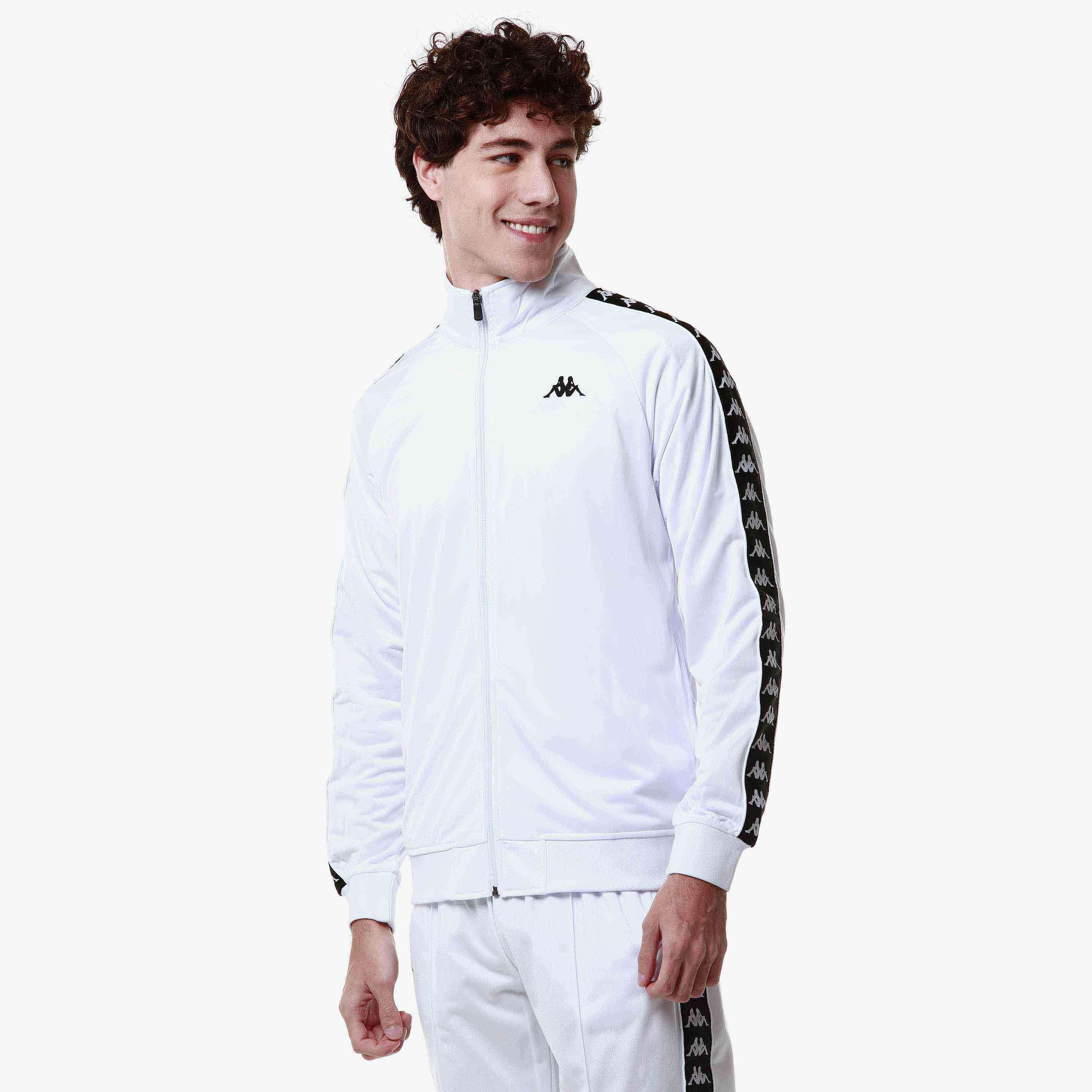 Felpa con zip da uomo in poliestere bianco da streetwear sportivo 6/7