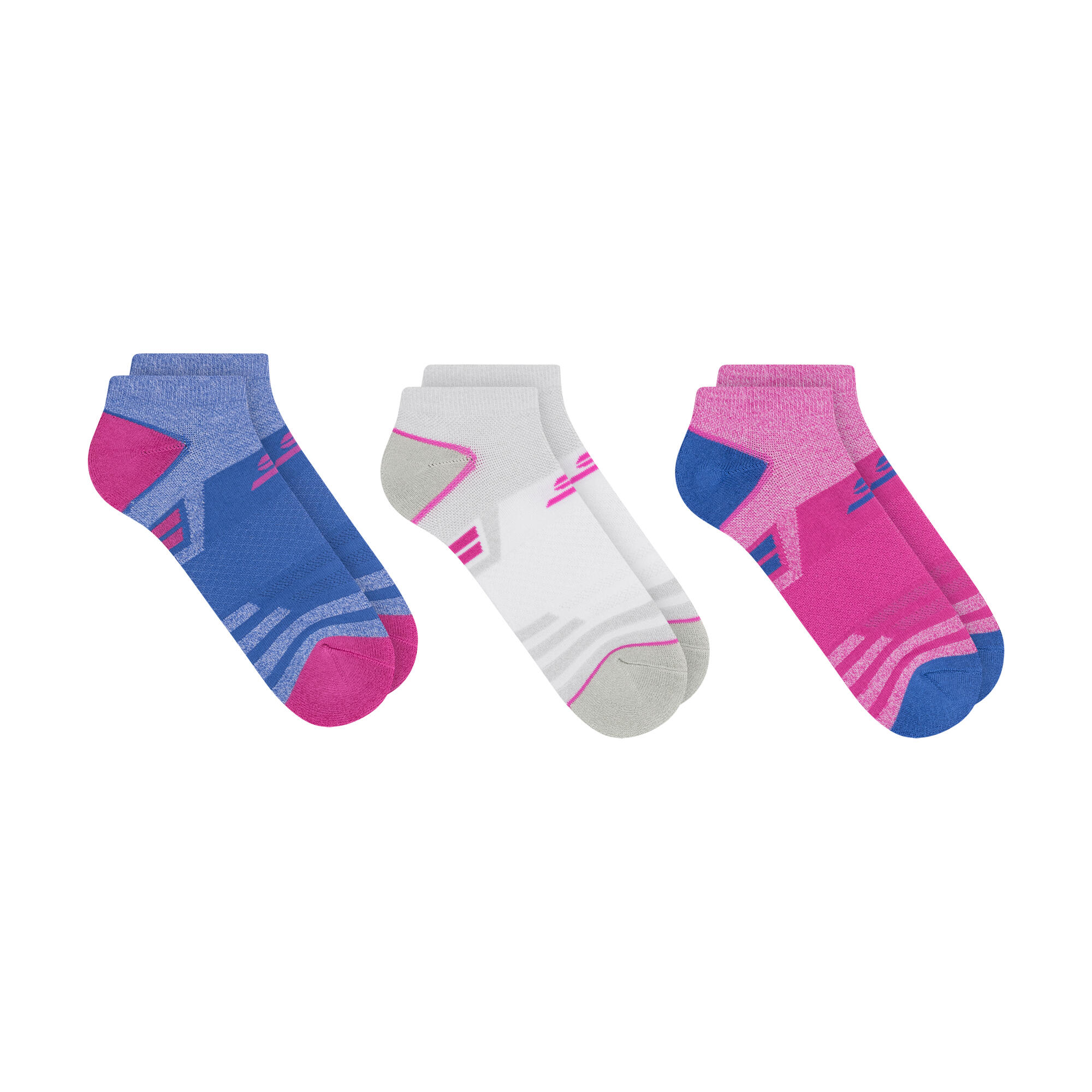 Skechers NEW 3pk Select Terry Low Cut Damessokken, Roze/Paars/Wit 3/3