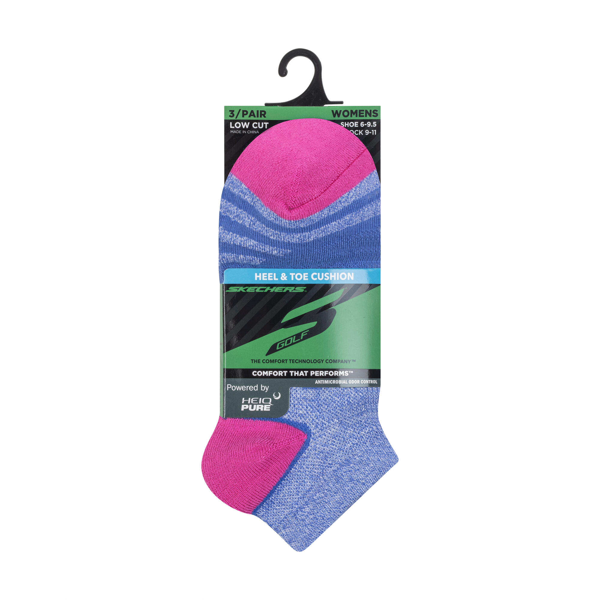 Skechers NEW 3pk Select Terry Low Cut Damessokken, Roze/Paars/Wit 2/3