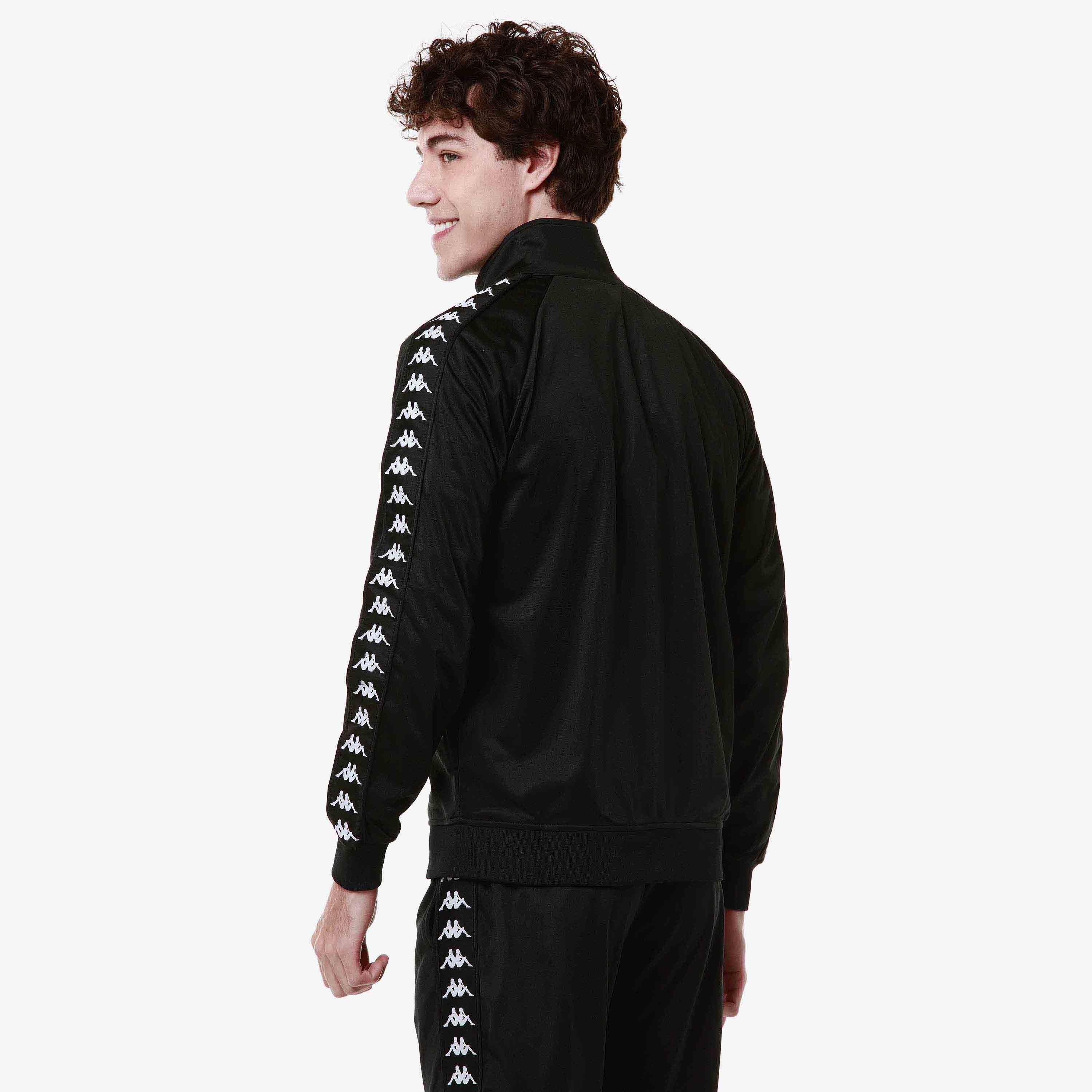Felpa con zip da uomo in poliestere nero da streetwear sportivo 7/7