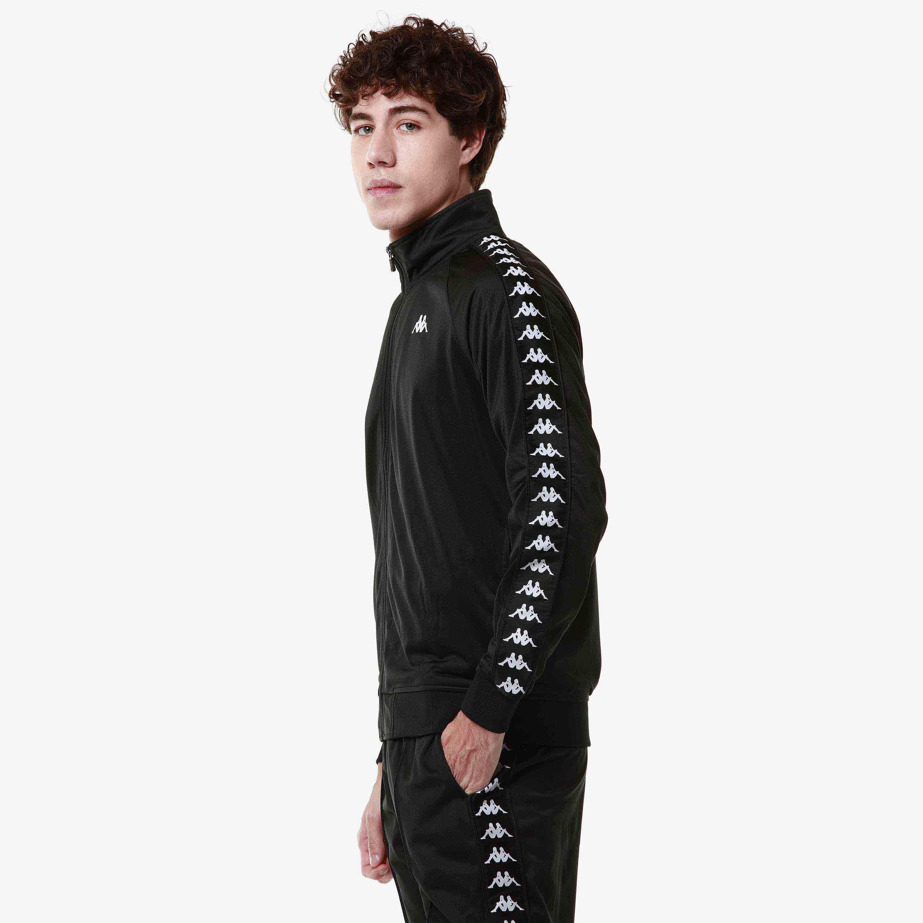 Felpa con zip da uomo in poliestere nero da streetwear sportivo 6/7