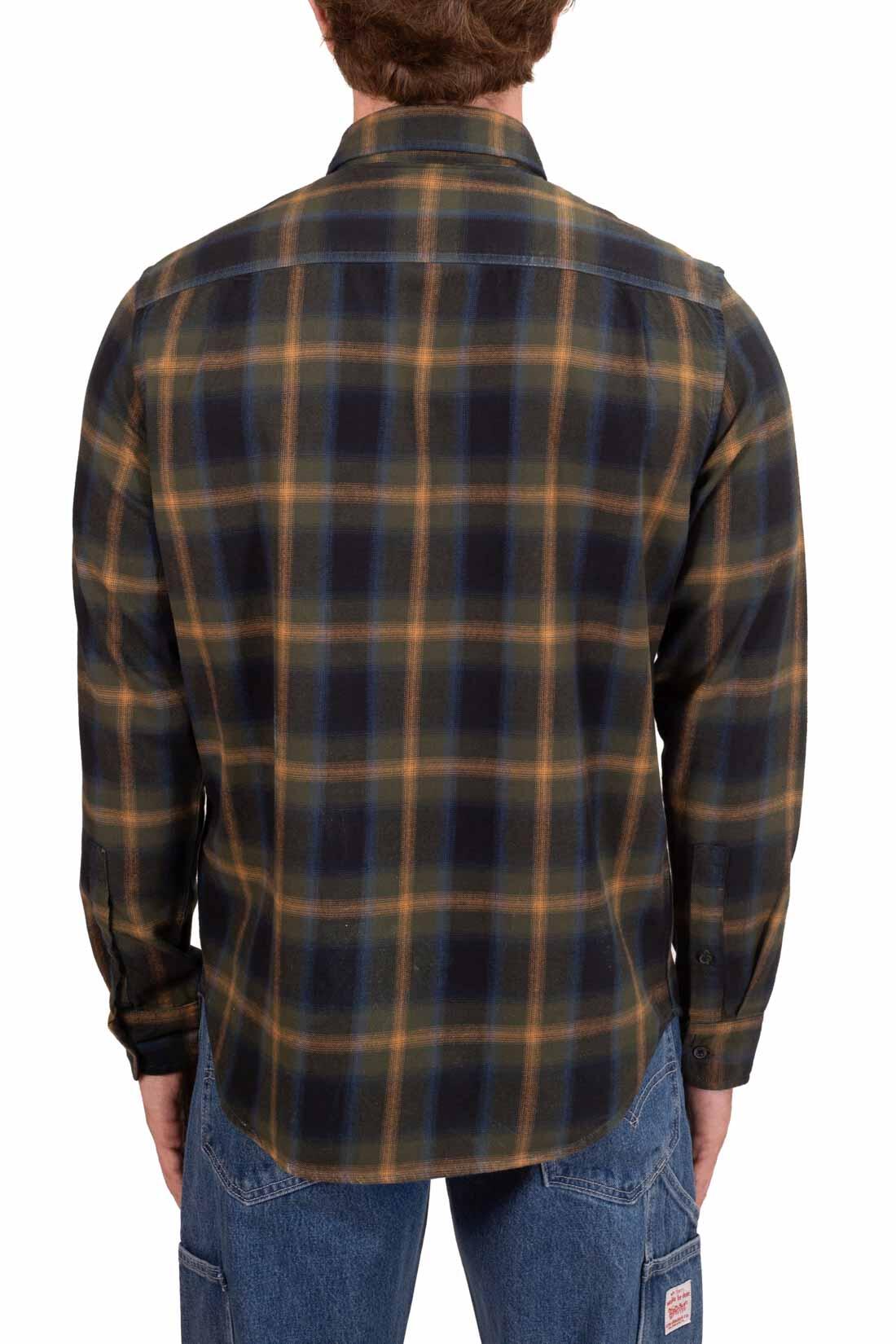 Camicia uomo in flanella di cotone scozzese 3/4
