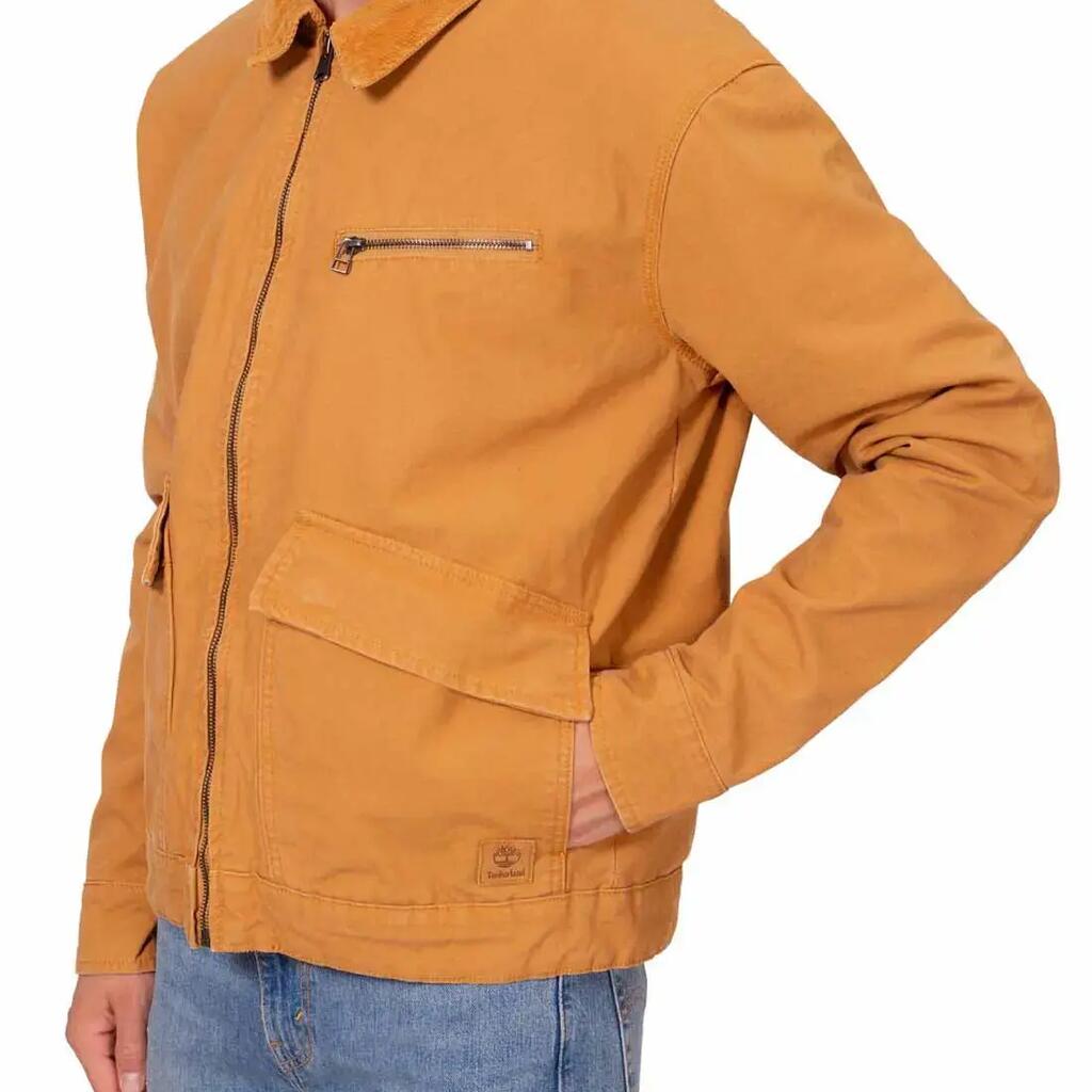 Men's padded jacket Stafford washed canvas - Brown/pastel blue