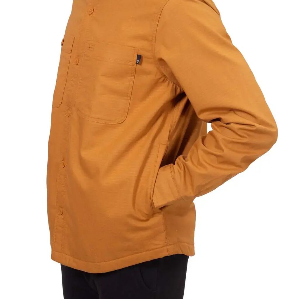 Men's padded overshirt with tartan fleece lining