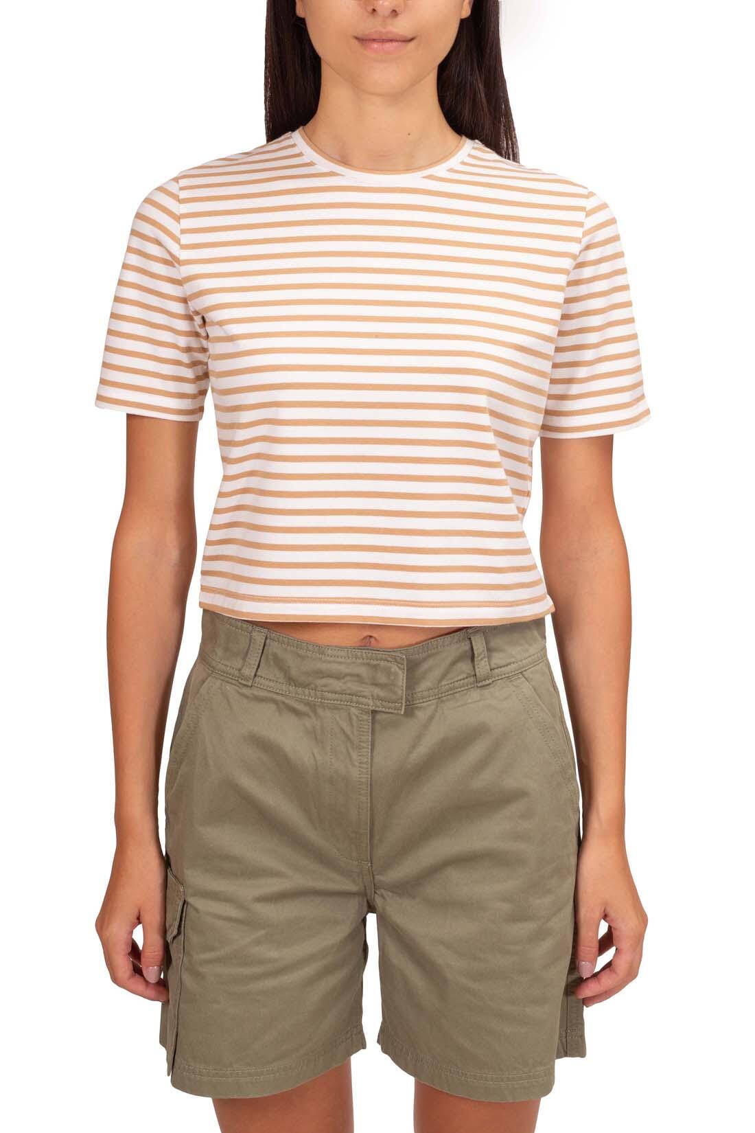 T-shirt donna slim crop a righe 2/5