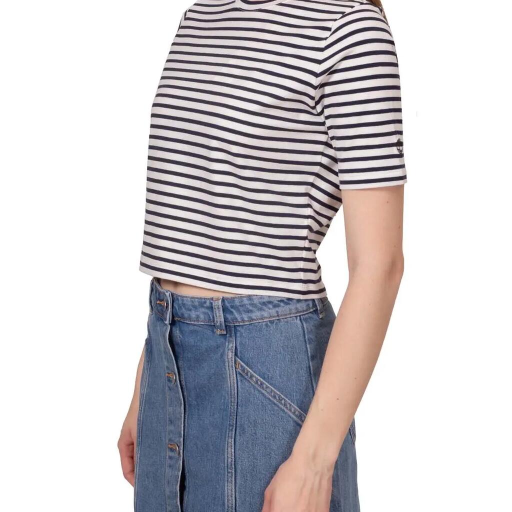 TIMBERLAND Women Slim Fit Striped Crop T-shirt
