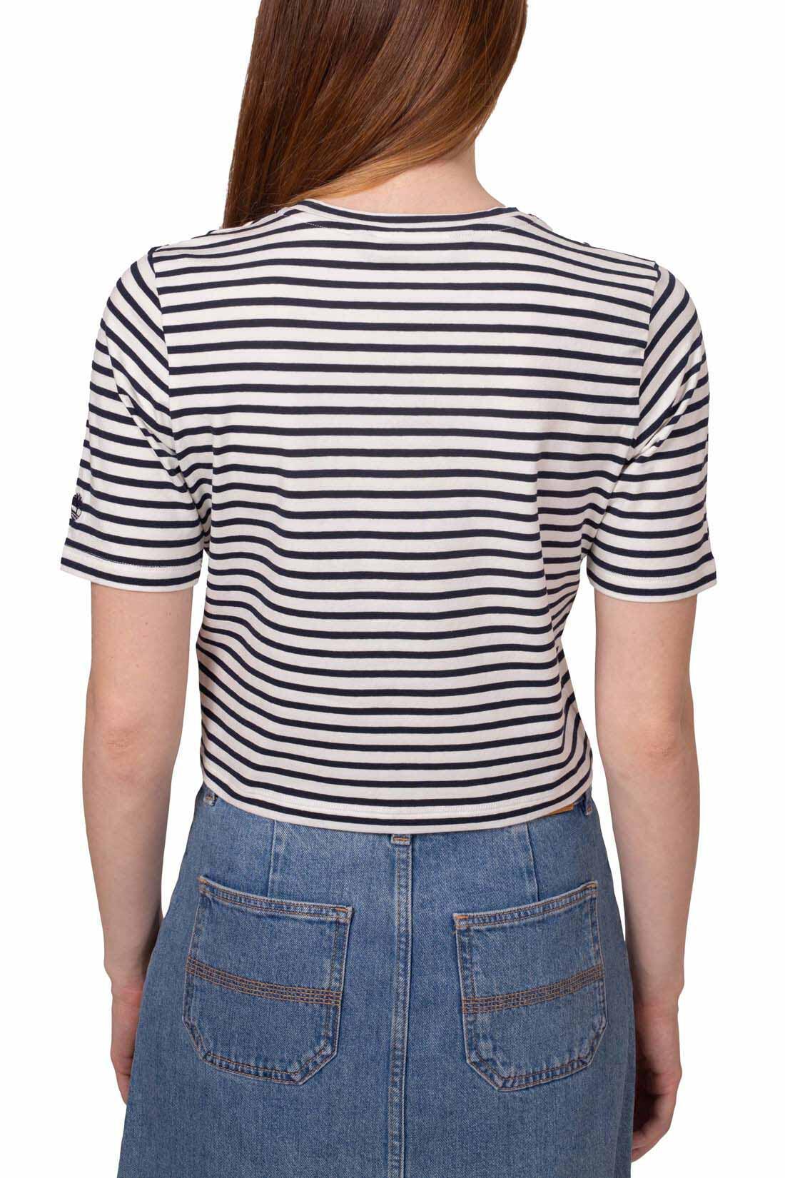T-shirt donna slim crop a righe 3/5