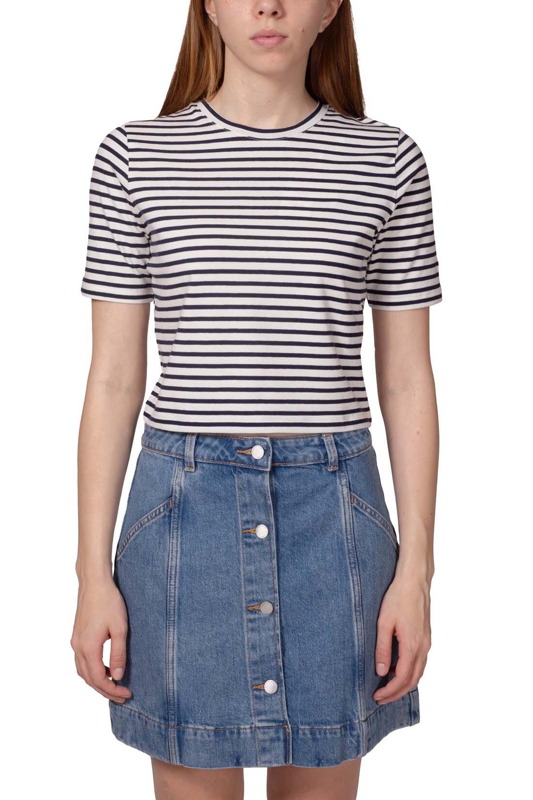 T-shirt donna slim crop a righe 2/5