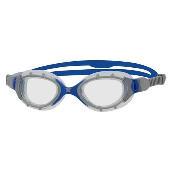 Lunettes de Natation PREDATOR FLEX, Verres Clairs, Taille Regular, Gris Bleu