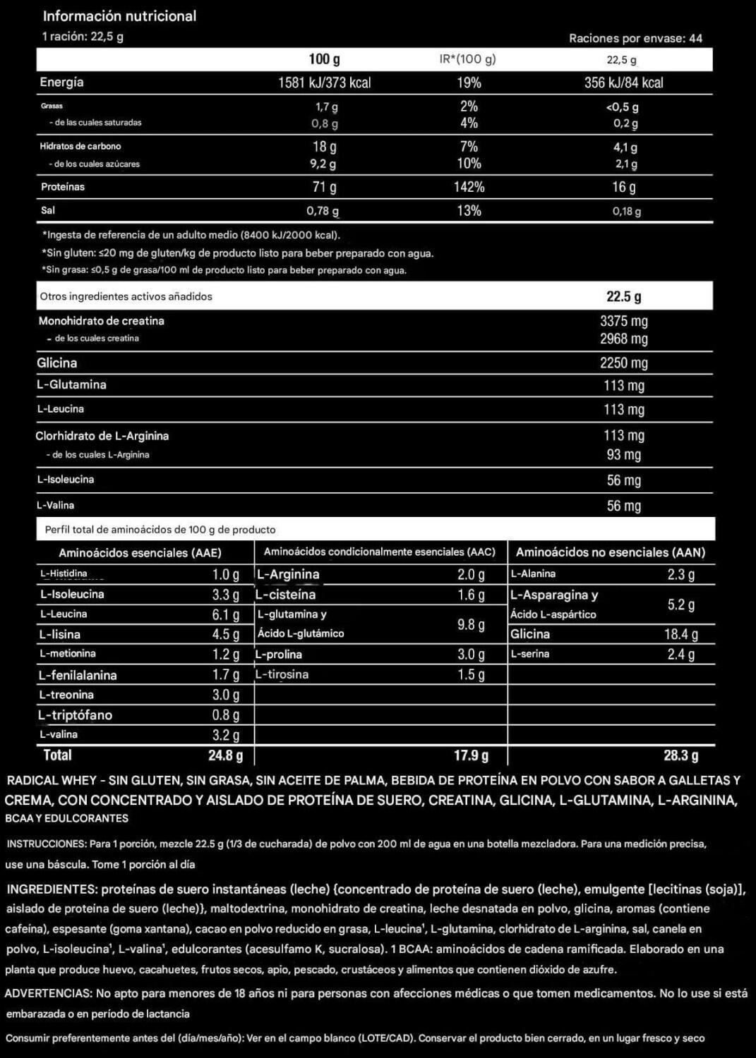 Whey concentrée - Radical Whey - Biscuits et Crème 4/5