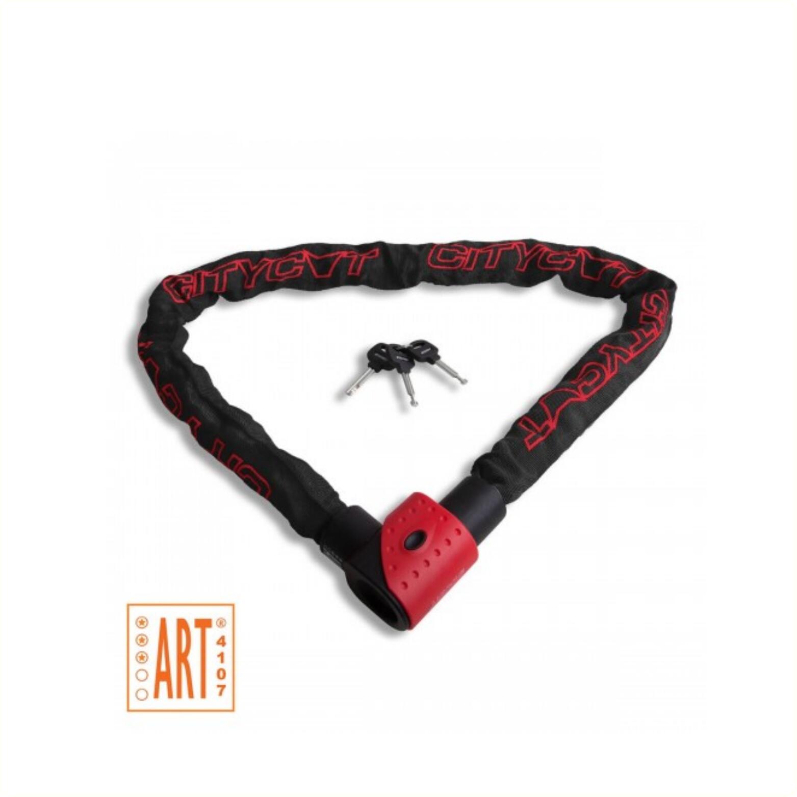 Starry - Cadenas À Chaîne Citycat Art 3 - 120 Cm Avec Housse En Nylon Et 3 Clés - Antivol - Noir - Taille Unique - Decathlon