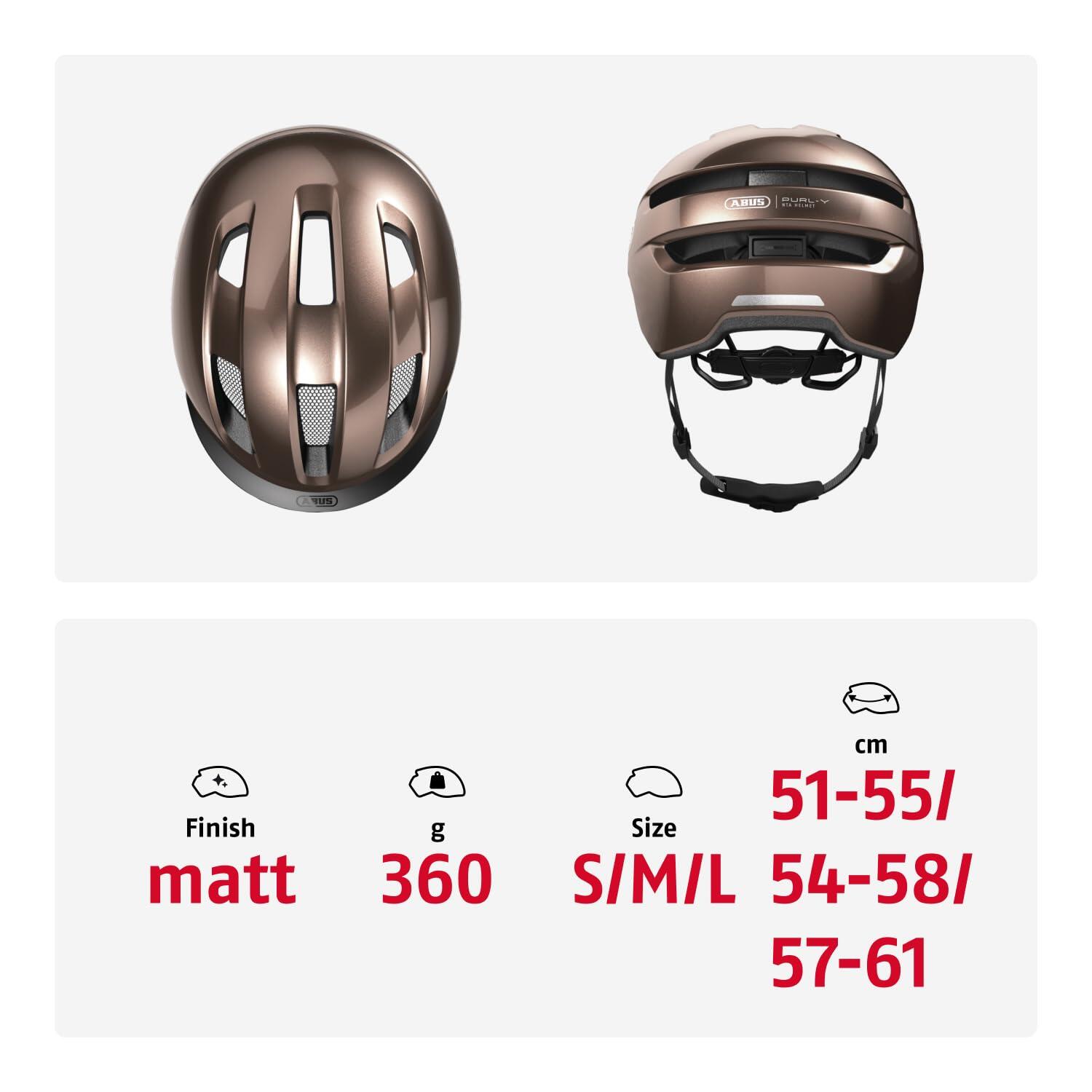 Abus Purl-Y Helm in Metallic Copper voor 51-55cm 5/7