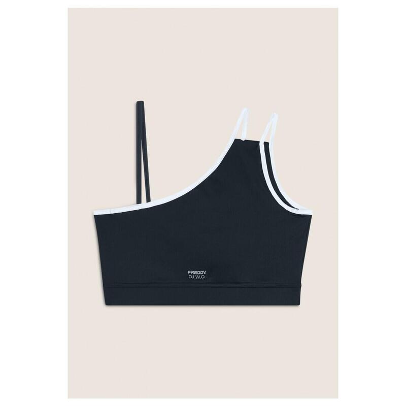 Brassière de sport à une seule bretelle avec détails contrastés