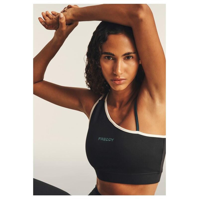 Brassière de sport à une seule bretelle avec détails contrastés