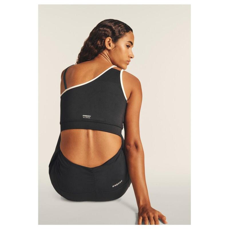 Brassière de sport à une seule bretelle avec détails contrastés