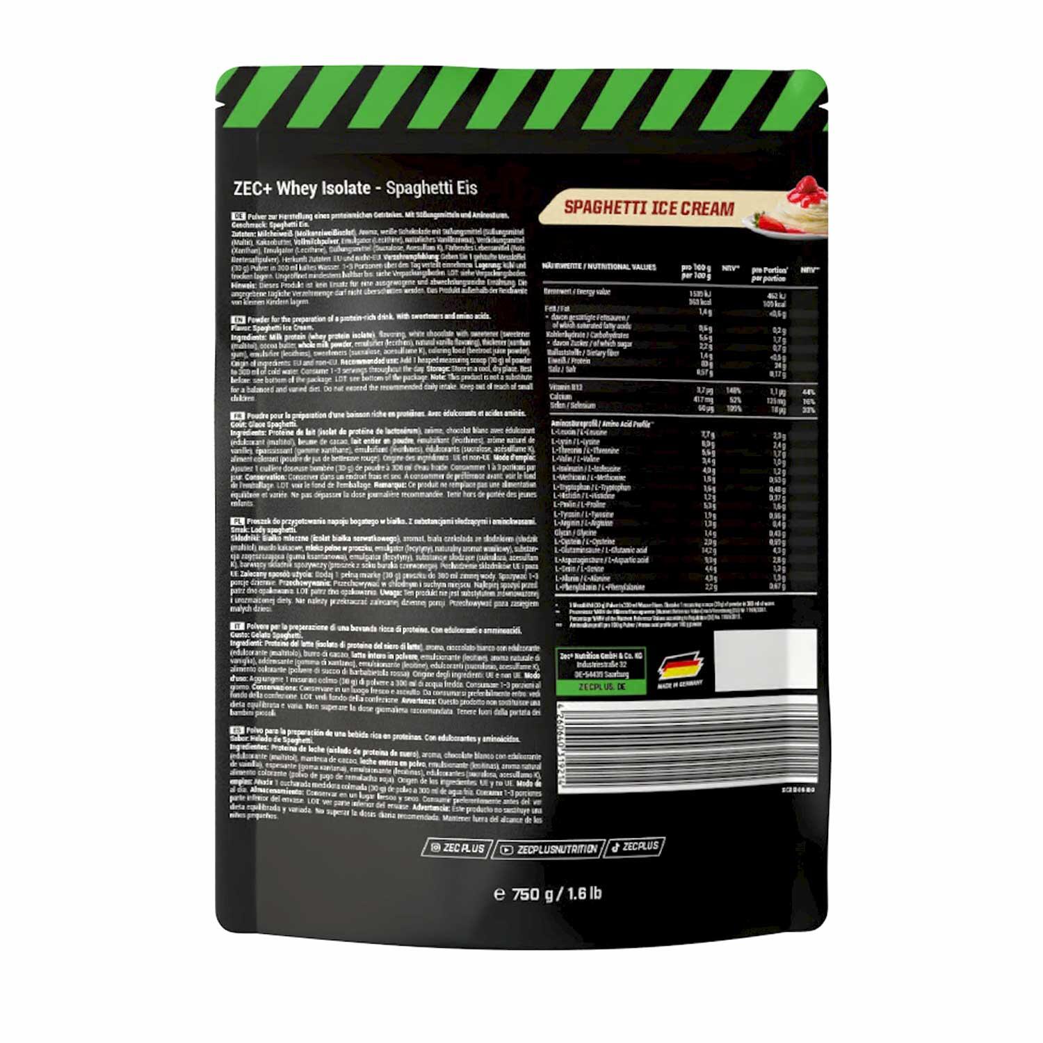 ZEC+ WHEY ISOLATE 750g Spaghetti-Eis 2/3