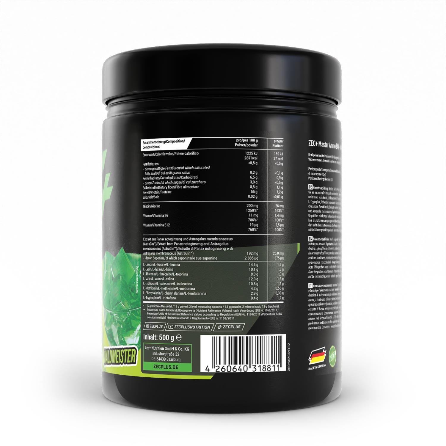 Zec+ Master Amino EAA Powder (500g) Woodruff - Acides aminés - EAA 2/4