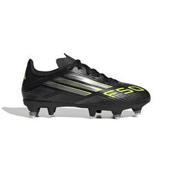 Crampons Adidas F50 League SG pour enfant Noir, gris et vert citron