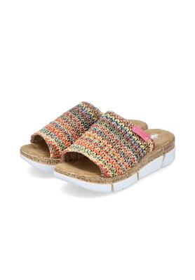Rieker Rieker Damen Pantoletten Slipper V2369-90 multi-hellbraun