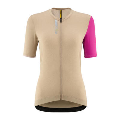 Mavic essential dames wielershirt korte mouw beige/roze