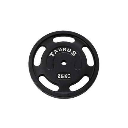 Taurus gietijzeren halterschijf met greep 15 kg, boring 28 mm