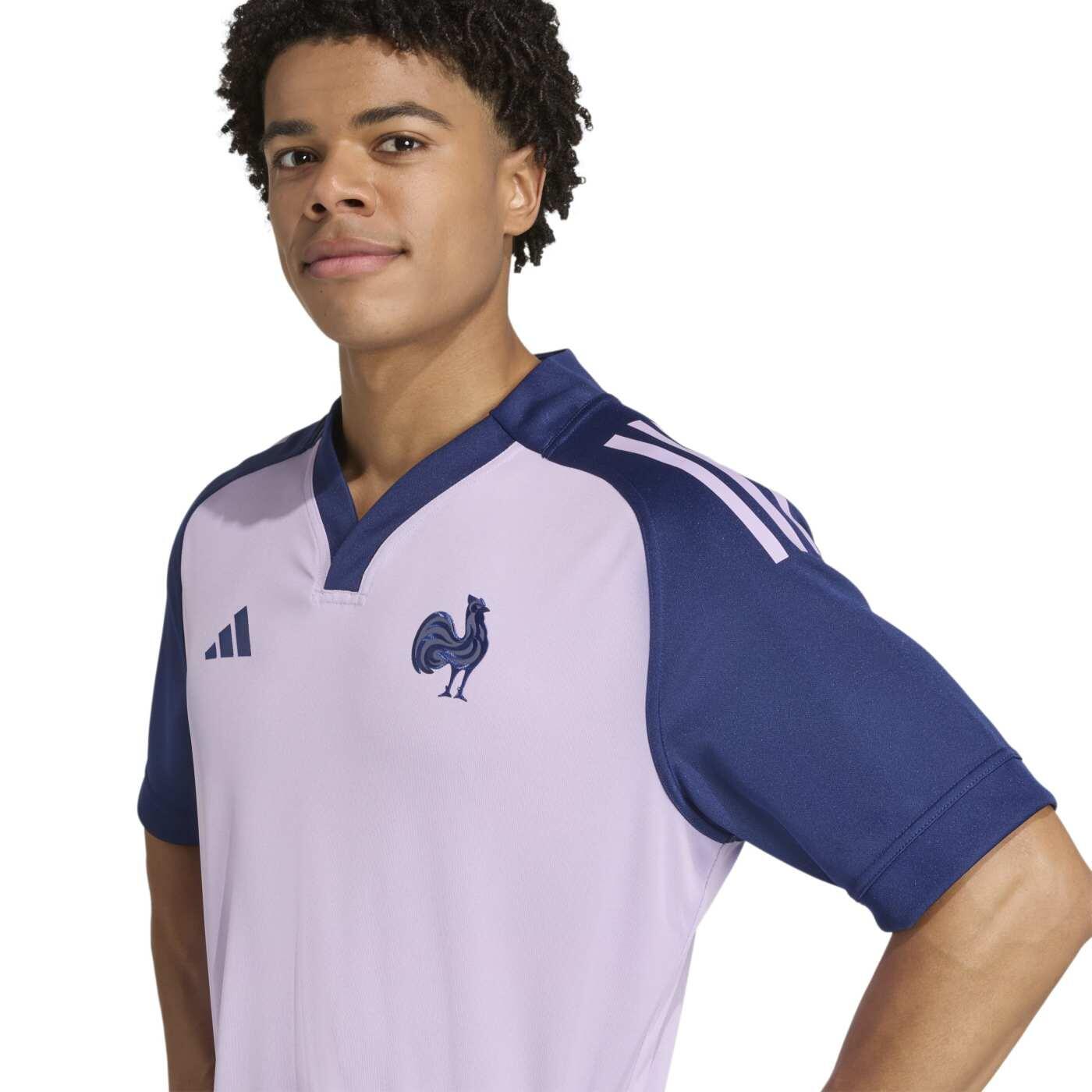 Maglia da allenamento Francia Rugby adidas lilla 5/7