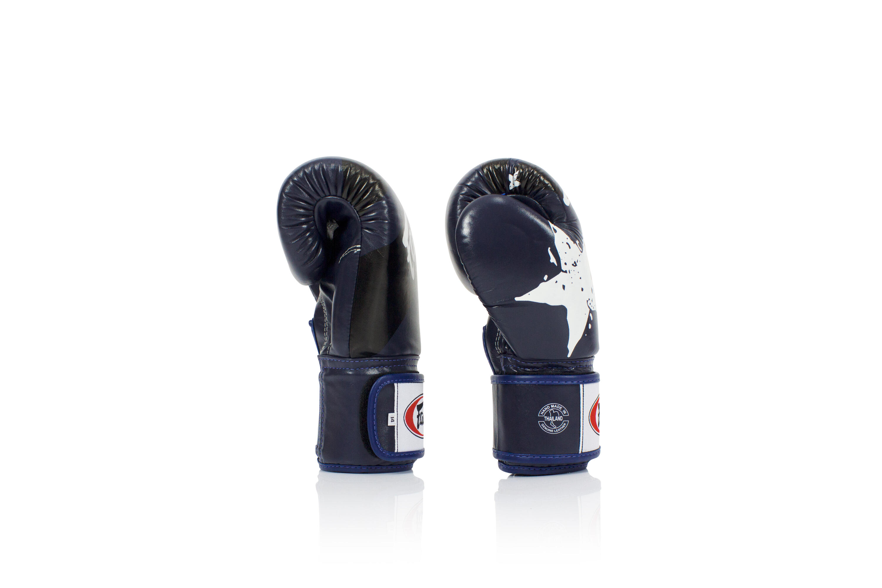 Fairtex BGV1-N Leder Boxhandschuhe - Nation Print Blau 16 Unzen 3/5