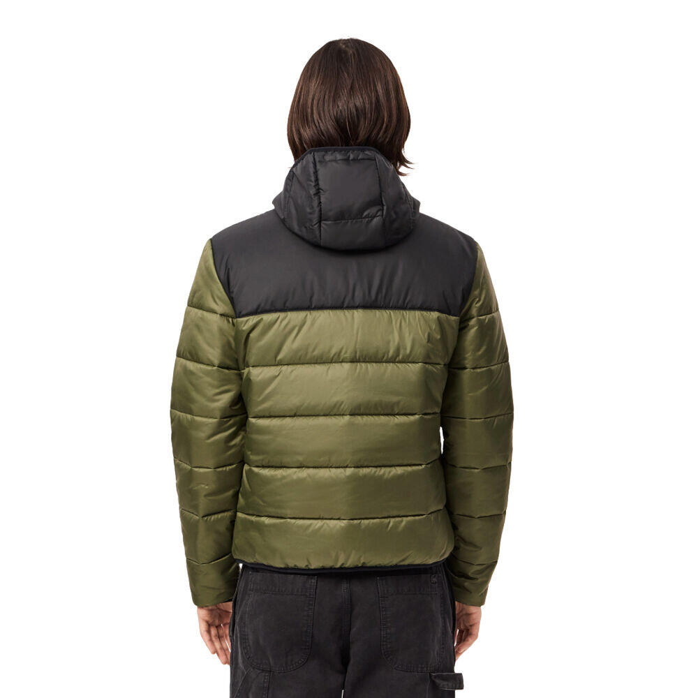 Cazadora Verde Acolchada Lacoste Impermeable Kaki Noir 3/4