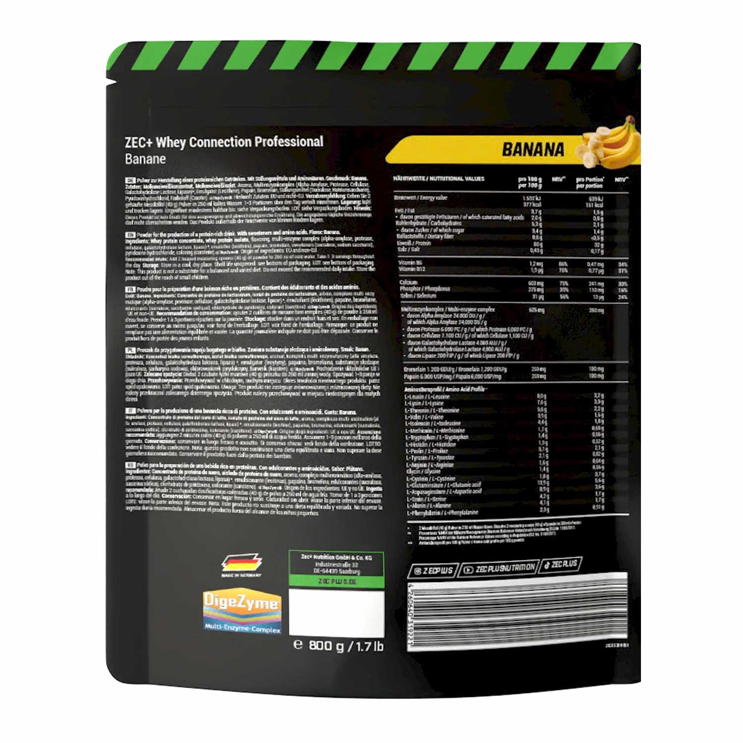 Zec+ Whey Connection Professional (800g) Banana - Eiwitten - Wei-eiwit Mix 2/3