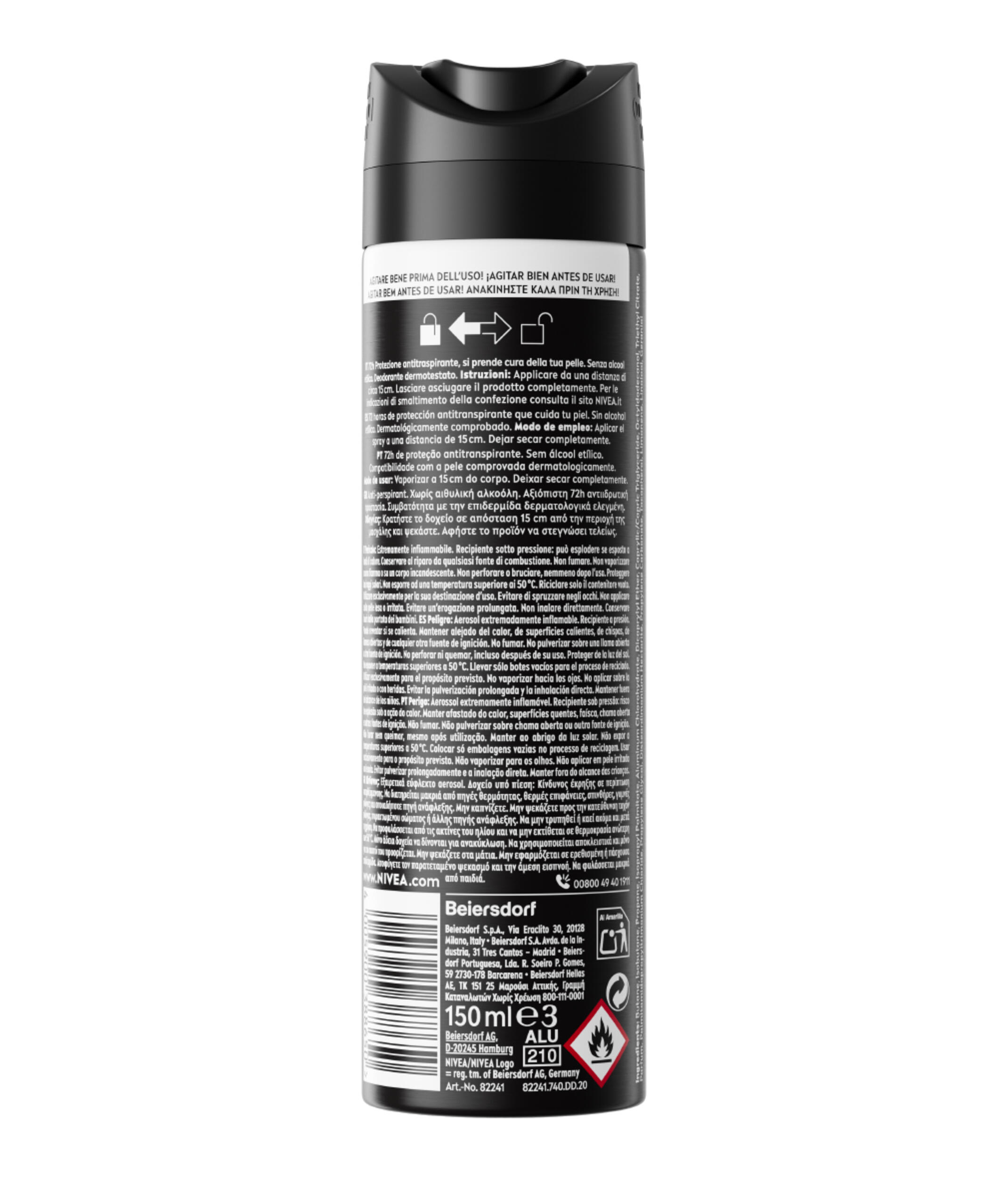 Nivea Men Deodorante Invisibile Black & White Spray - 6 x 150 ml 4/4