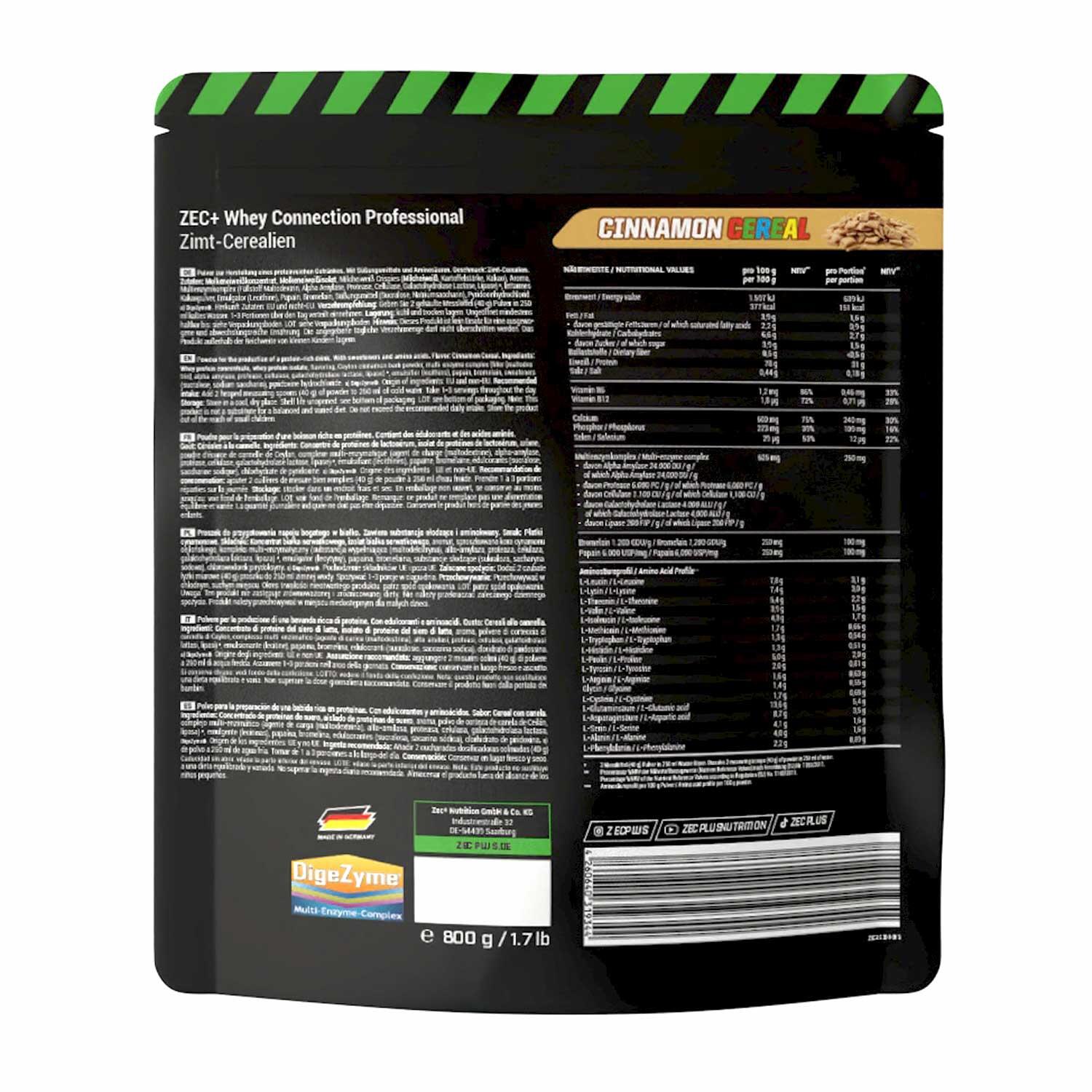 ZEC+ WHEY CONNECTION PROFESSIONAL 800g Zimtcerealien 2/3