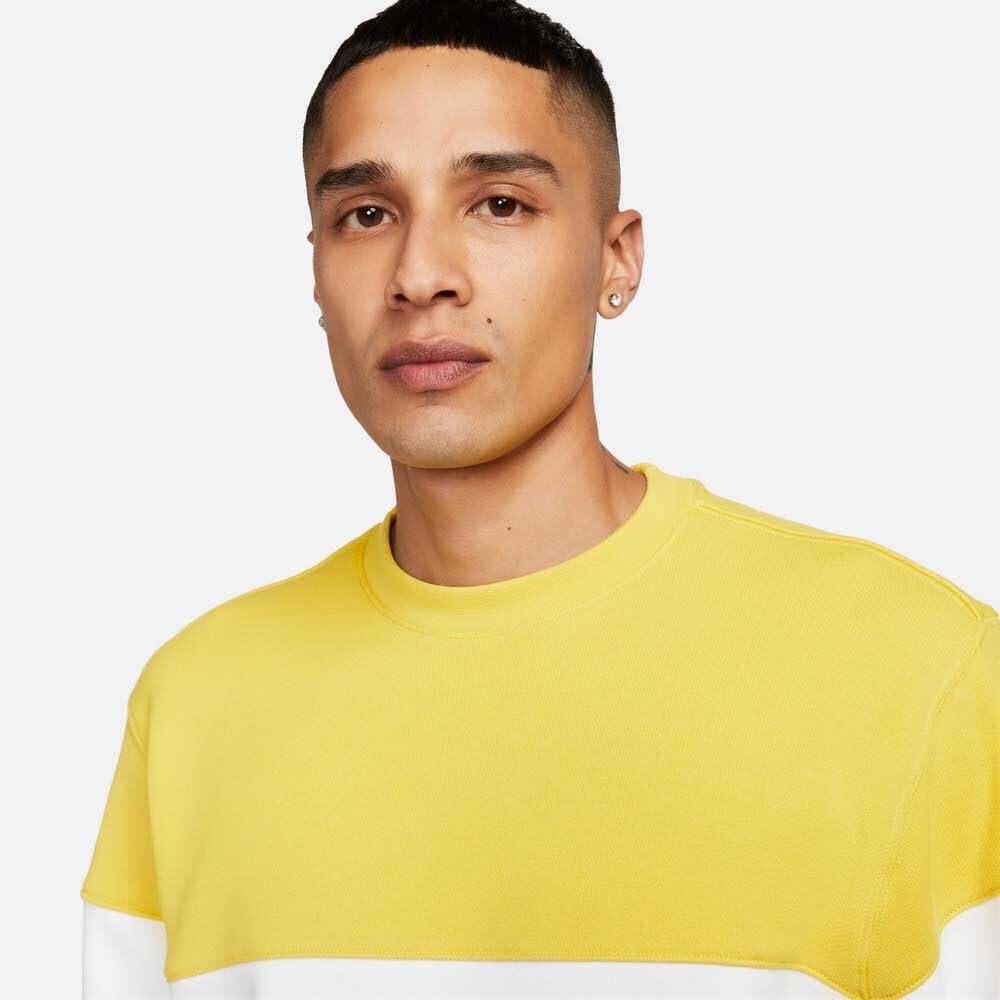 Sweat homme Nike Club col rond — jaune soufre/blanc, L 2/5