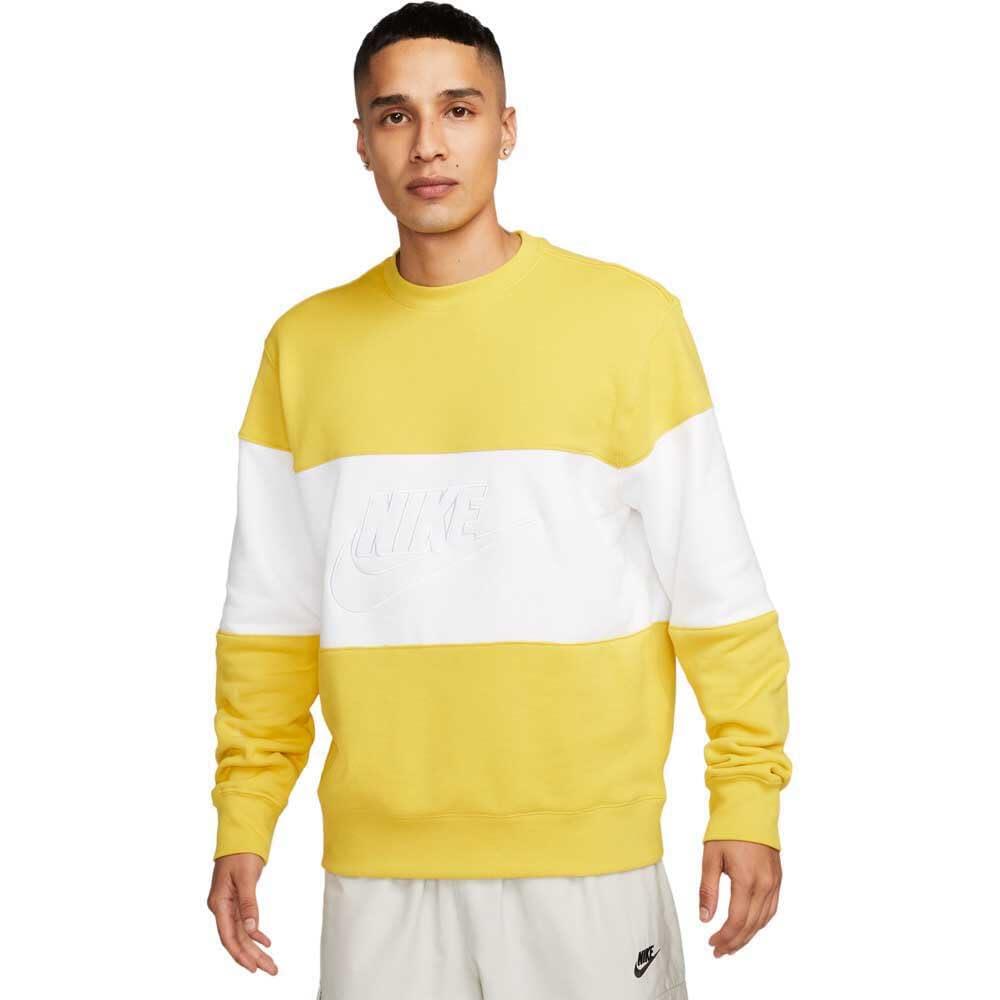 Nike - Sweat Homme Nike Club Col Rond — Jaune Soufre/blanc, L - Sweat-shirt - Blanc|jaune - Decathlon
