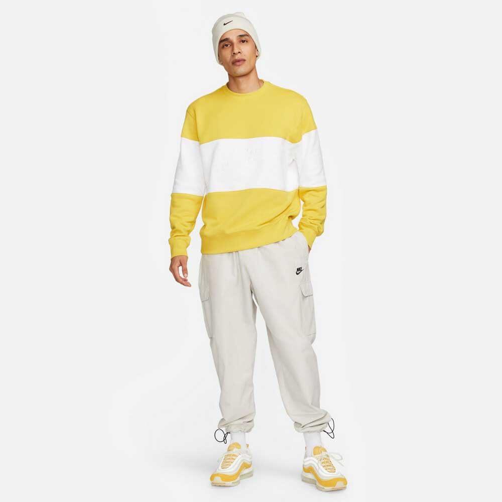 Sweat homme Nike Club col rond — jaune soufre/blanc, L 4/5