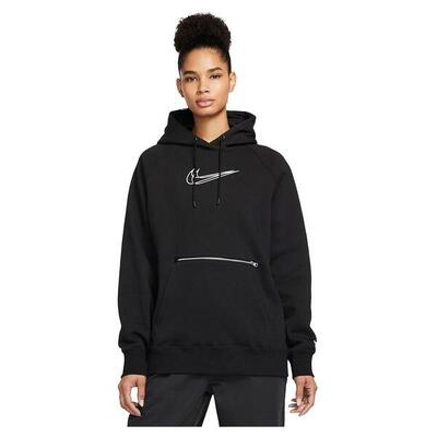 Nike zwart/wit fleece hoodie voor alle seizoenen