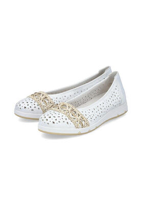 Rieker Damen Ballerina Halbschuhe Schuhe L3062-80 White