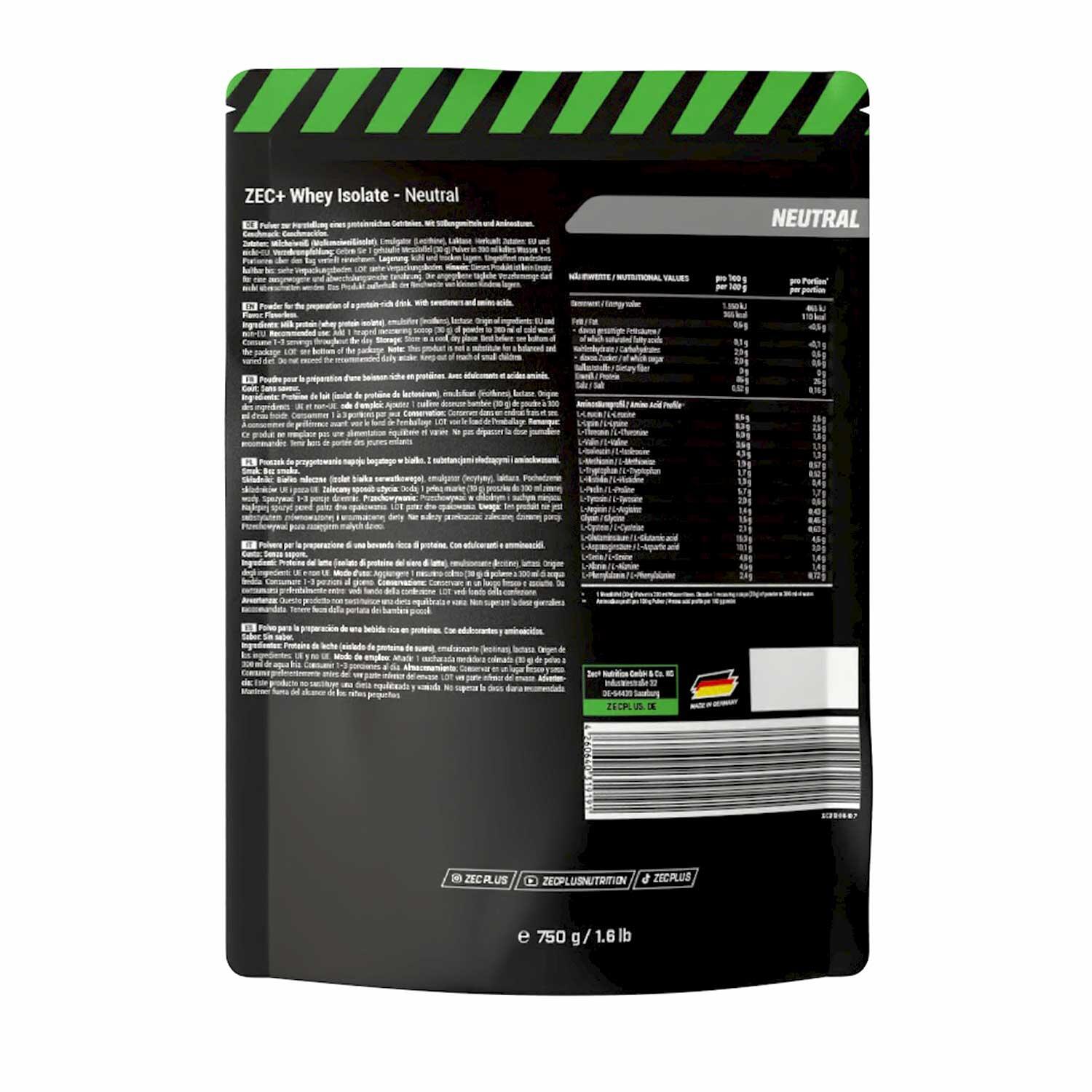 Zec+ Whey Isolate (750g) Neutral - Eiwitten - Wei-eiwit isolaat 2/3