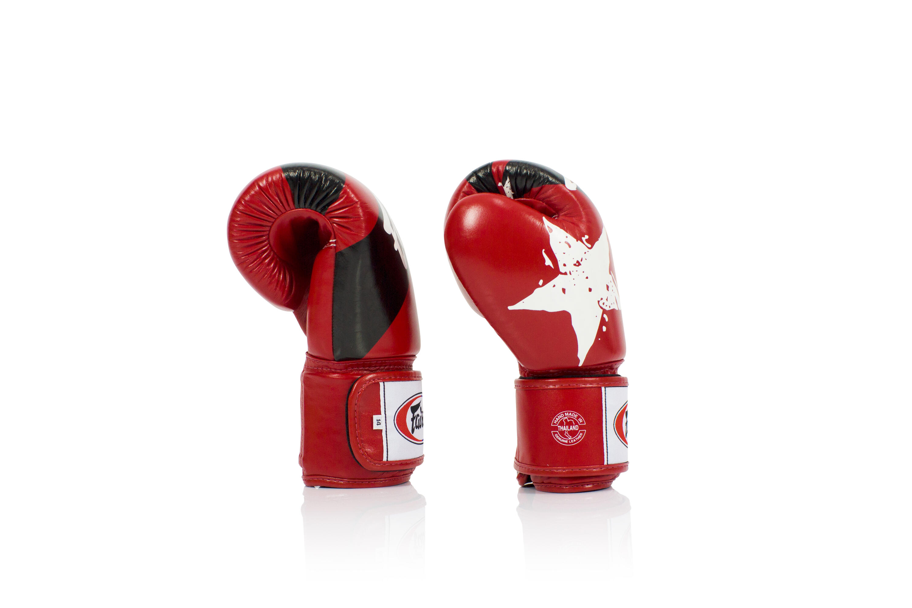 Fairtex BGV1-N Leder Boxhandschuhe - Nation Print Rot 16 Unzen 3/5